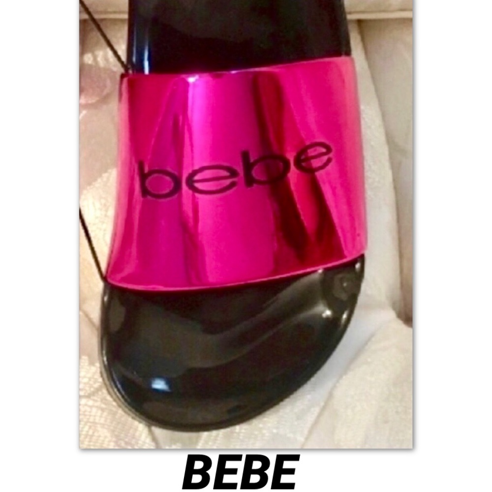 BEBE•GIRLS Hot Pink Metallic Slide - Picture 2 of 7